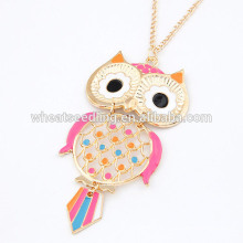 Fashion jewelry hollow out owl pendant necklace with long chain